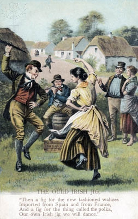 The Ould Irish Jig' – painting of couple dancing in traditional dress, with  man playing flute behind, late 19th century. – The Irish History Show  Podcast
